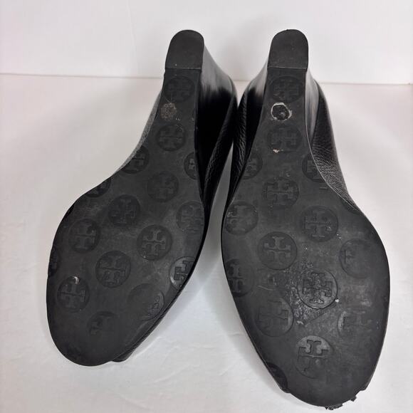 Tory Burch Black & Silver Sally Wedge Size 8.5M - Picture 8 of 10